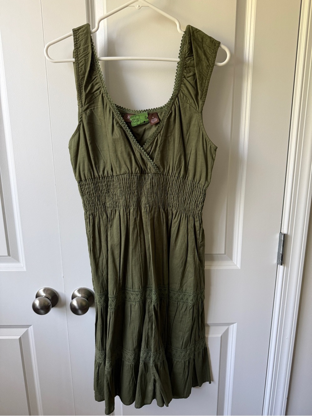 Speed Control Olive Green Sleeveless Smocked Midi Dress